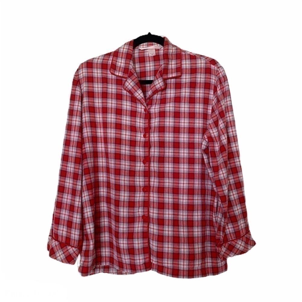 Victorias Secret Red Checkered Plaid Pajama Top XS‌